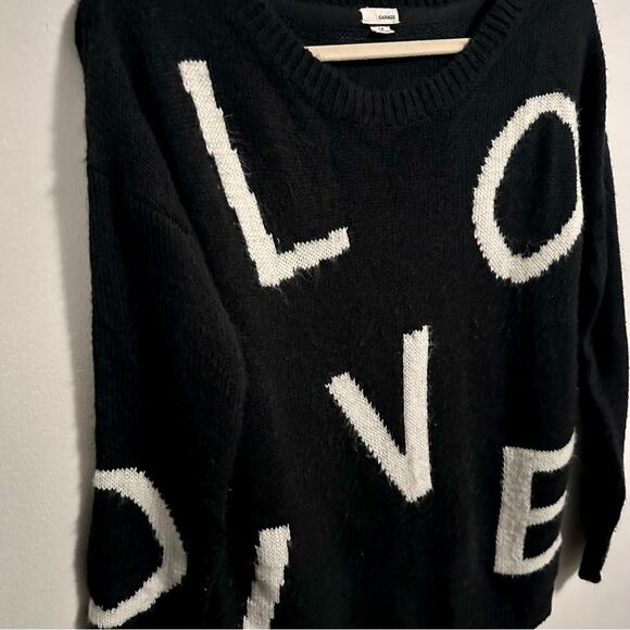 Garage Crewneck Love Long Sleeve Sweater Black White Women Small Valentines Day - Picture 5 of 6
